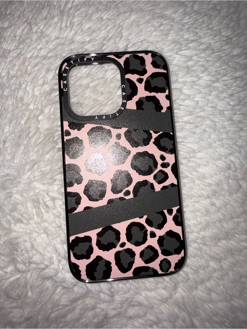 Casetify Pink and Black Leopard Print Phone Case